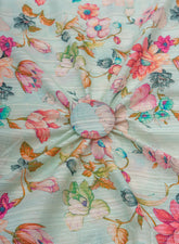 Pure Cotton  Cruise Blue Color Jacqurad Lurex With Floral Digital Print Fabric.